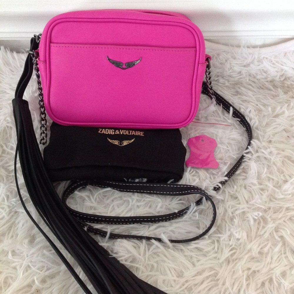 Zadig & Voltaire X-Small Boxy Initials Shoulder Bag Buttery Leather Barbiecore - Picture 2 of 11